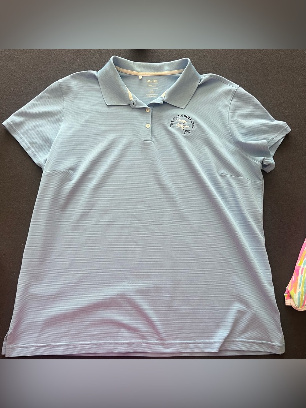 The Aiken Golf Club Light Blue Polo Shirt with Embroidered Crest 2XL Adidas